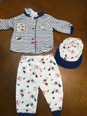 90s Y2K Vintage 0-3 months Baby Outfit Set Nautical bears and cars